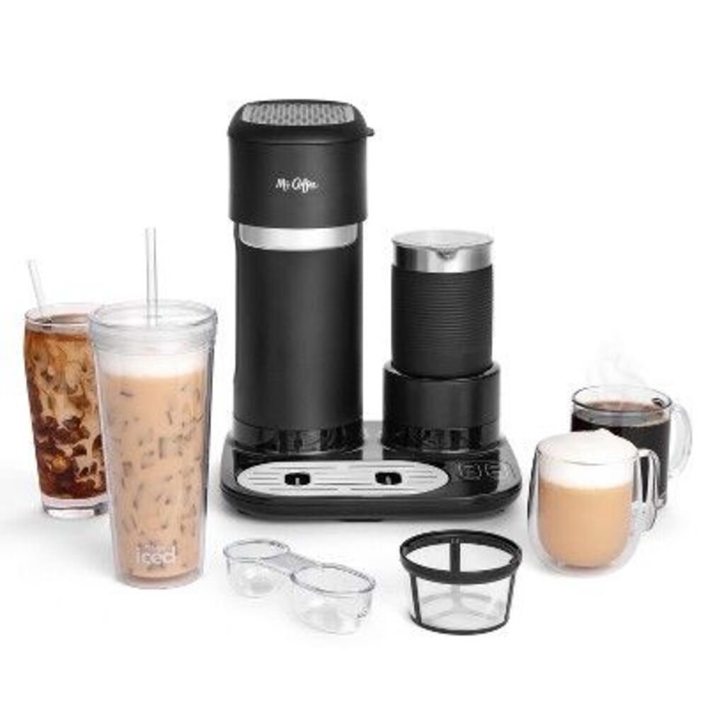 Mr. Coffee - Mr. Coffee 4-in-1 Single-Serve Latte, Iced, and Ho Black